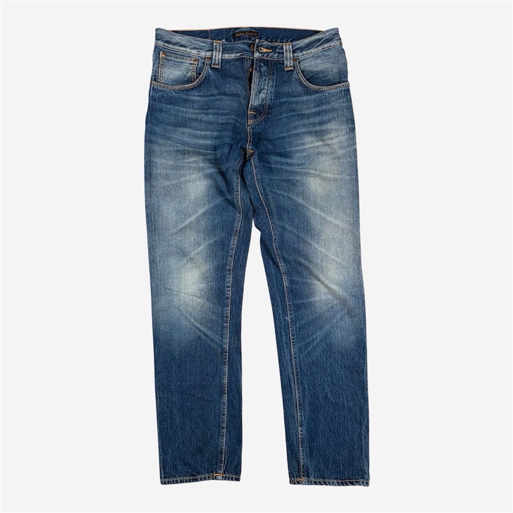 Nudie STEADY EDDIE Straight Blue Jeans 32x31* Blue Old Sea Button Fly